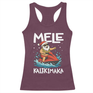 Mele Kalikimaka Hawaiian Christmas Racerback Tank Top Funny Santa Jet Ski Summer Beach Xmas In July TS10 Maroon Print Your Wear