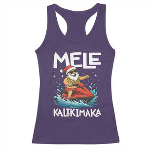 Mele Kalikimaka Hawaiian Christmas Racerback Tank Top Funny Santa Jet Ski Summer Beach Xmas In July TS10 Purple Print Your Wear
