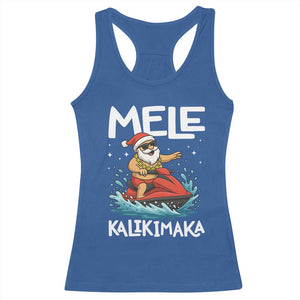Mele Kalikimaka Hawaiian Christmas Racerback Tank Top Funny Santa Jet Ski Summer Beach Xmas In July TS10 Royal Blue Print Your Wear