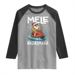 Mele Kalikimaka Hawaiian Christmas Raglan Shirt Funny Santa Jet Ski Summer Beach Xmas In July TS10 Sport Gray Black Print Your Wear