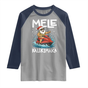 Mele Kalikimaka Hawaiian Christmas Raglan Shirt Funny Santa Jet Ski Summer Beach Xmas In July TS10 Sport Gray Navy Print Your Wear