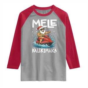 Mele Kalikimaka Hawaiian Christmas Raglan Shirt Funny Santa Jet Ski Summer Beach Xmas In July TS10 Sport Gray Red Print Your Wear