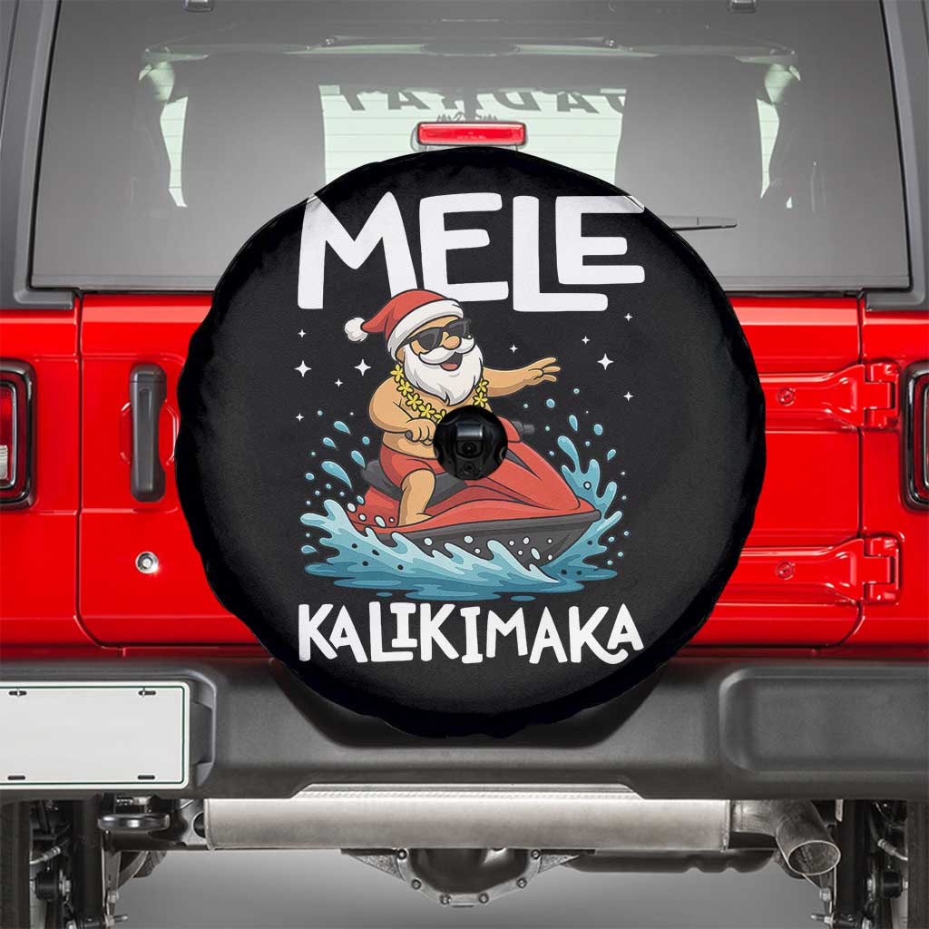 Mele Kalikimaka Hawaiian Christmas Spare Tire Cover Funny Santa Jet Ski Summer Beach Xmas In July TS10 Black Print Your Wear