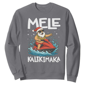 Mele Kalikimaka Hawaiian Christmas Sweatshirt Funny Santa Jet Ski Summer Beach Xmas In July TS10 Charcoal Print Your Wear