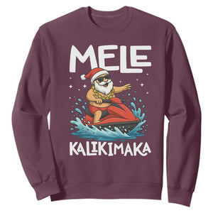 Mele Kalikimaka Hawaiian Christmas Sweatshirt Funny Santa Jet Ski Summer Beach Xmas In July TS10 Maroon Print Your Wear