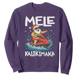 Mele Kalikimaka Hawaiian Christmas Sweatshirt Funny Santa Jet Ski Summer Beach Xmas In July TS10 Purple Print Your Wear