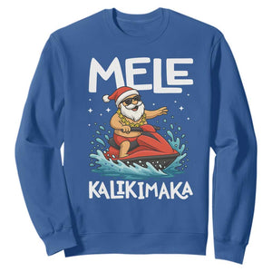 Mele Kalikimaka Hawaiian Christmas Sweatshirt Funny Santa Jet Ski Summer Beach Xmas In July TS10 Royal Blue Print Your Wear