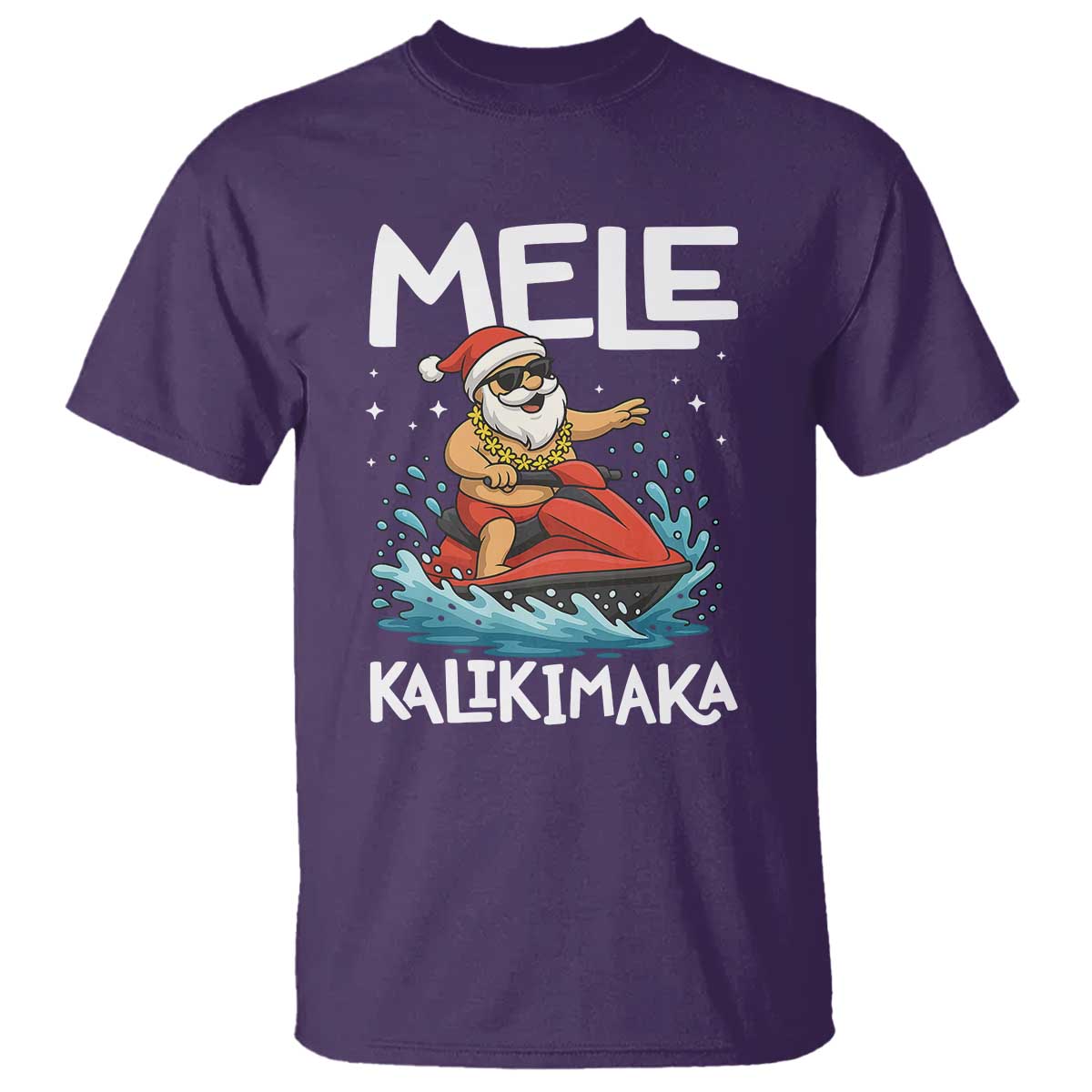 Mele Kalikimaka Hawaiian Christmas T Shirt Funny Santa Jet Ski Summer Beach Xmas In July TS10 Purple Print Your Wear