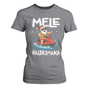 Mele Kalikimaka Hawaiian Christmas T Shirt For Women Funny Santa Jet Ski Summer Beach Xmas In July TS10 Charcoal Print Your Wear