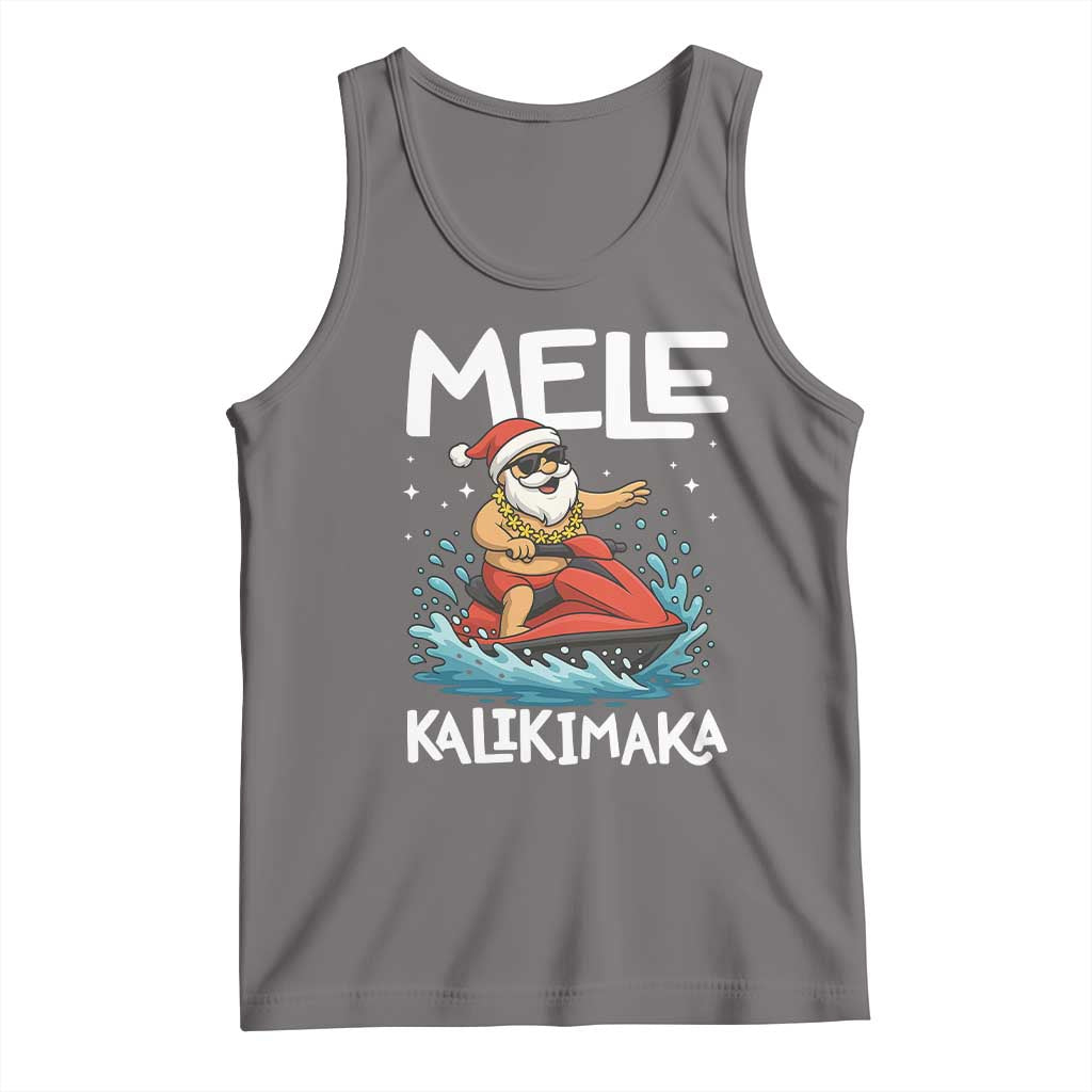 Mele Kalikimaka Hawaiian Christmas Tank Top Funny Santa Jet Ski Summer Beach Xmas In July TS10 Deep Heather Print Your Wear