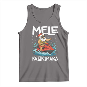 Mele Kalikimaka Hawaiian Christmas Tank Top Funny Santa Jet Ski Summer Beach Xmas In July TS10 Deep Heather Print Your Wear