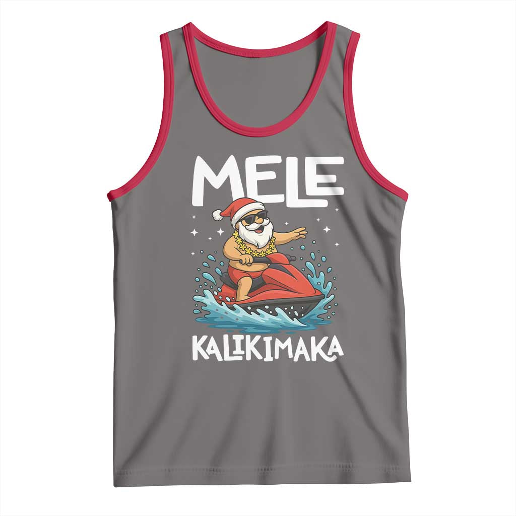 Mele Kalikimaka Hawaiian Christmas Tank Top Funny Santa Jet Ski Summer Beach Xmas In July TS10 Deep Heather Red Print Your Wear