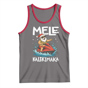 Mele Kalikimaka Hawaiian Christmas Tank Top Funny Santa Jet Ski Summer Beach Xmas In July TS10 Deep Heather Red Print Your Wear