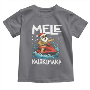 Mele Kalikimaka Hawaiian Christmas Toddler T Shirt Funny Santa Jet Ski Summer Beach Xmas In July TS10 Charcoal Print Your Wear