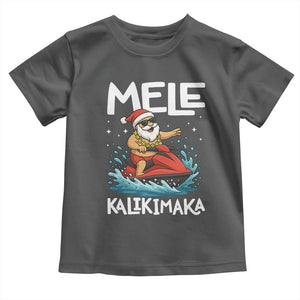 Mele Kalikimaka Hawaiian Christmas Toddler T Shirt Funny Santa Jet Ski Summer Beach Xmas In July TS10 Dark Heather Print Your Wear