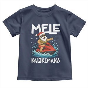 Mele Kalikimaka Hawaiian Christmas Toddler T Shirt Funny Santa Jet Ski Summer Beach Xmas In July TS10 Navy Print Your Wear
