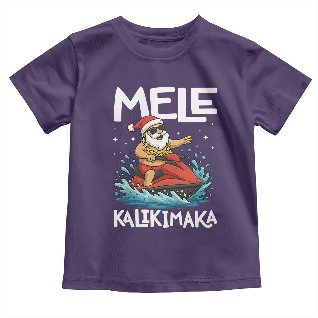 Mele Kalikimaka Hawaiian Christmas Toddler T Shirt Funny Santa Jet Ski Summer Beach Xmas In July TS10 Purple Print Your Wear