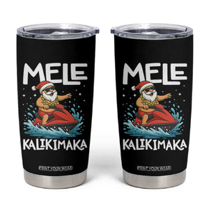 Mele Kalikimaka Hawaiian Christmas Tumbler Cup Funny Santa Jet Ski Summer Beach Xmas In July TS10 Black Print Your Wear