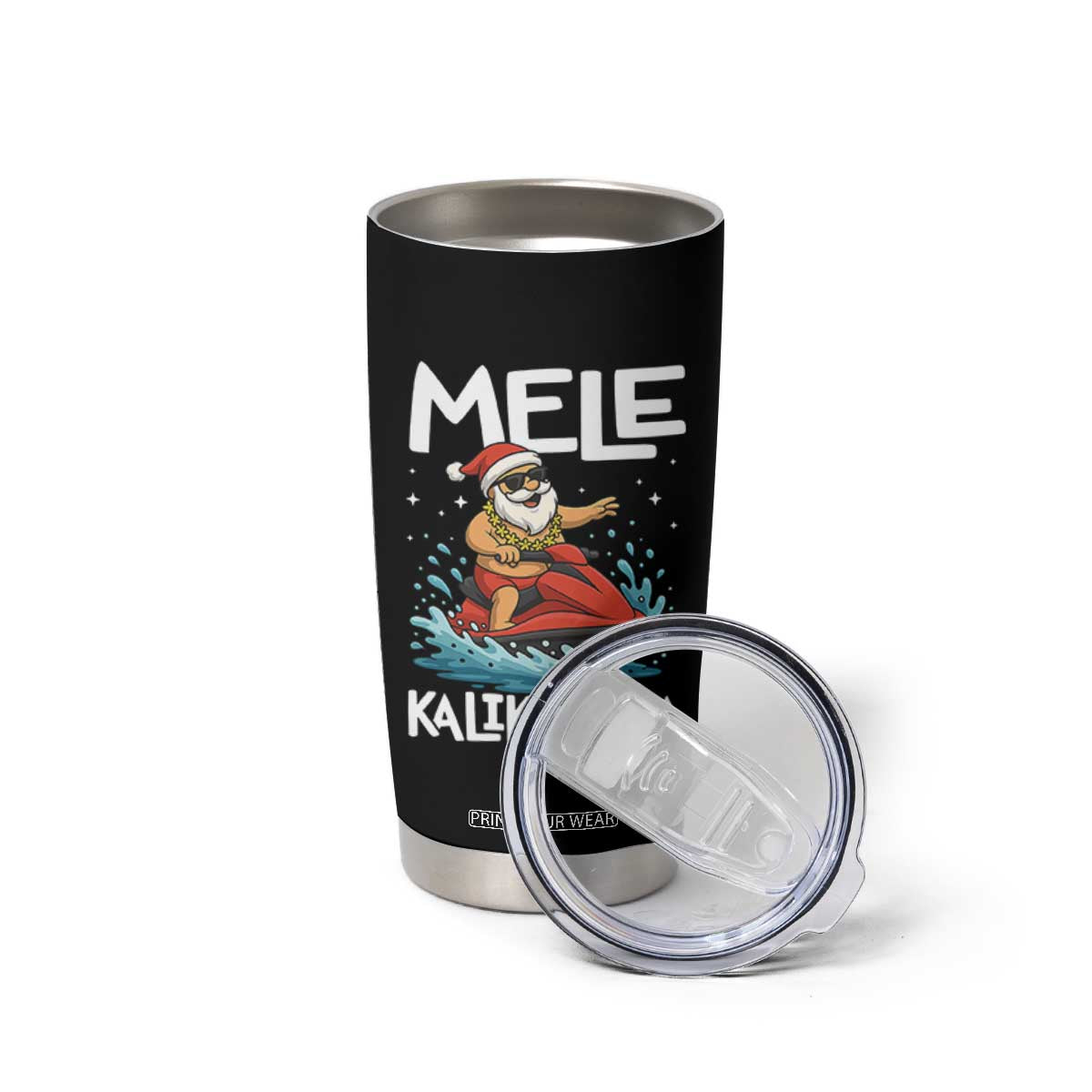 Mele Kalikimaka Hawaiian Christmas Tumbler Cup Funny Santa Jet Ski Summer Beach Xmas In July TS10 Print Your Wear