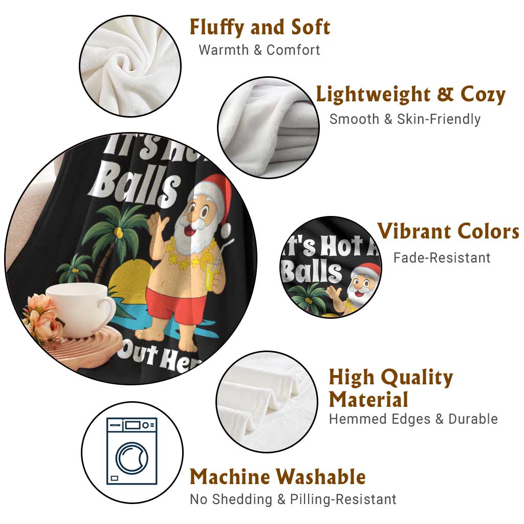 Funny Christmas In July Throw Blanket Hot As Balls Santa Summer Party TS10 Print Your Wear