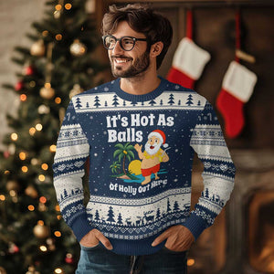 Funny Xmas In July Ugly Christmas Sweater Hot As Balls Santa Summer Party TS10 Navy Beige Print Your Wear