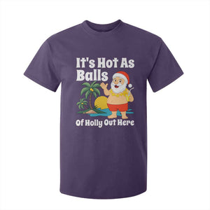 Funny Christmas In July T Shirt For Kid Hot As Balls Santa Summer Party TS10 Purple Print Your Wear