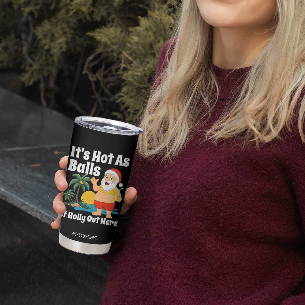 Funny Christmas In July Tumbler Cup Hot As Balls Santa Summer Party TS10 Print Your Wear