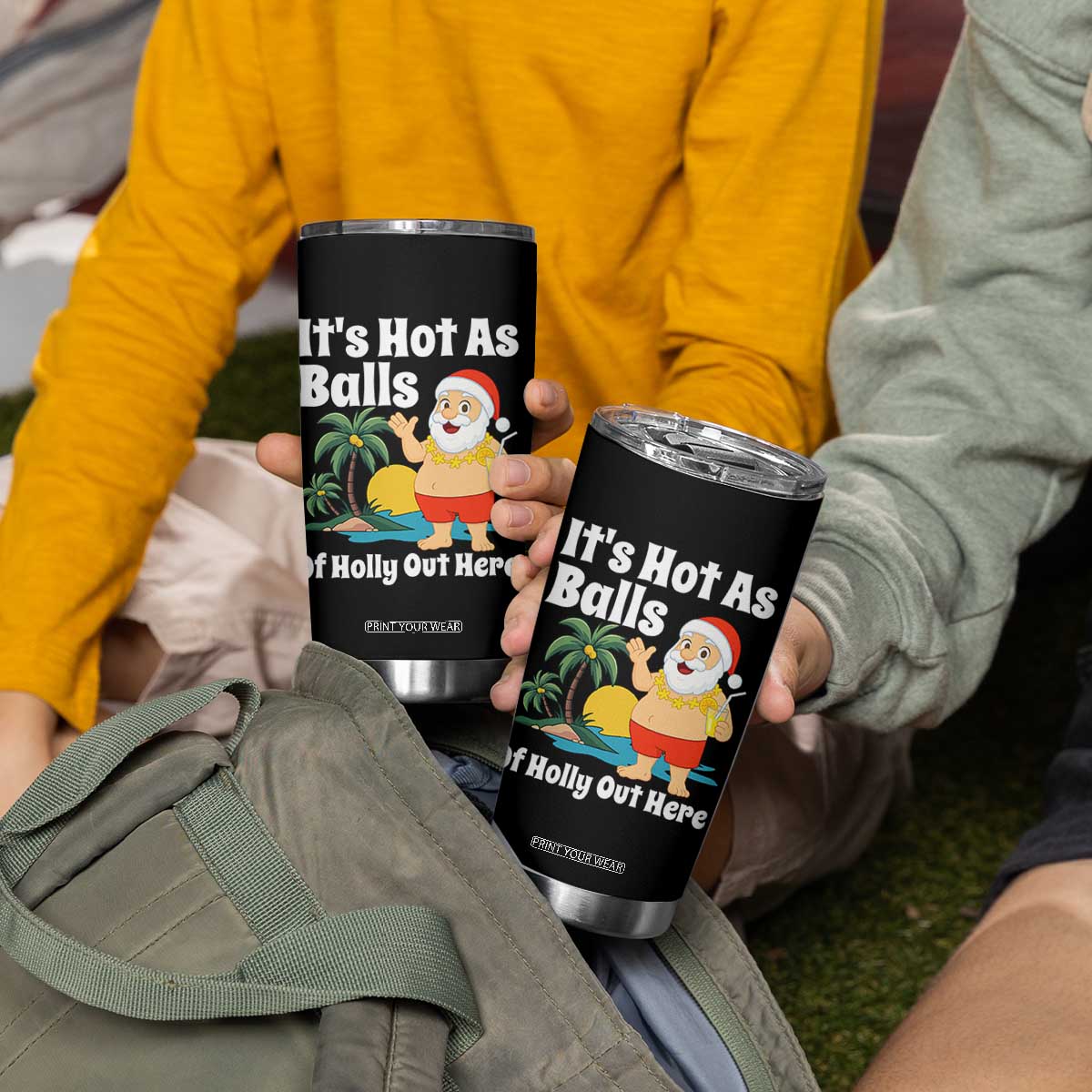 Funny Christmas In July Tumbler Cup Hot As Balls Santa Summer Party TS10 Print Your Wear