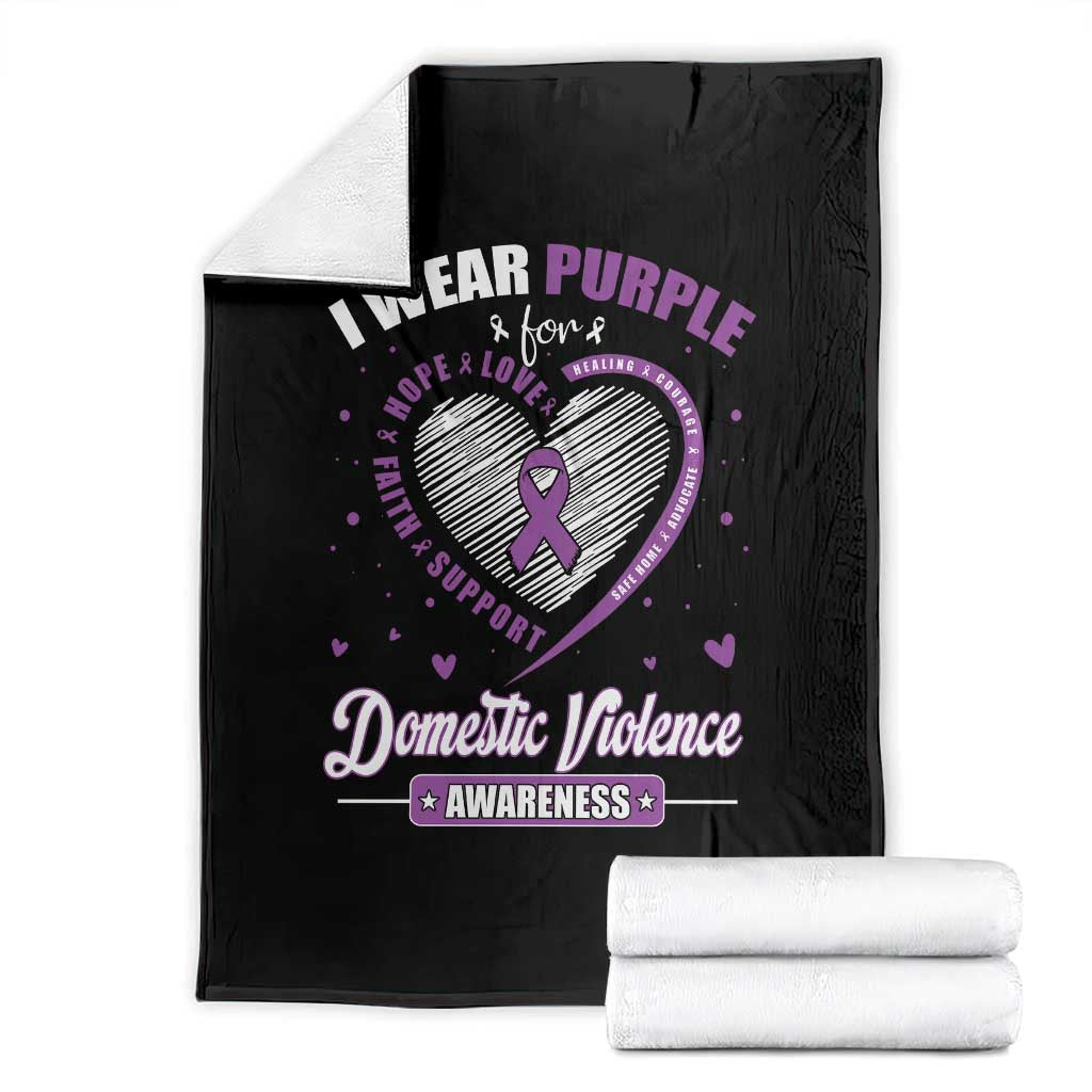 Domestic Violence Awareness Throw Blanket Purple Ribbon Support Survivor TS10 Black Print Your Wear