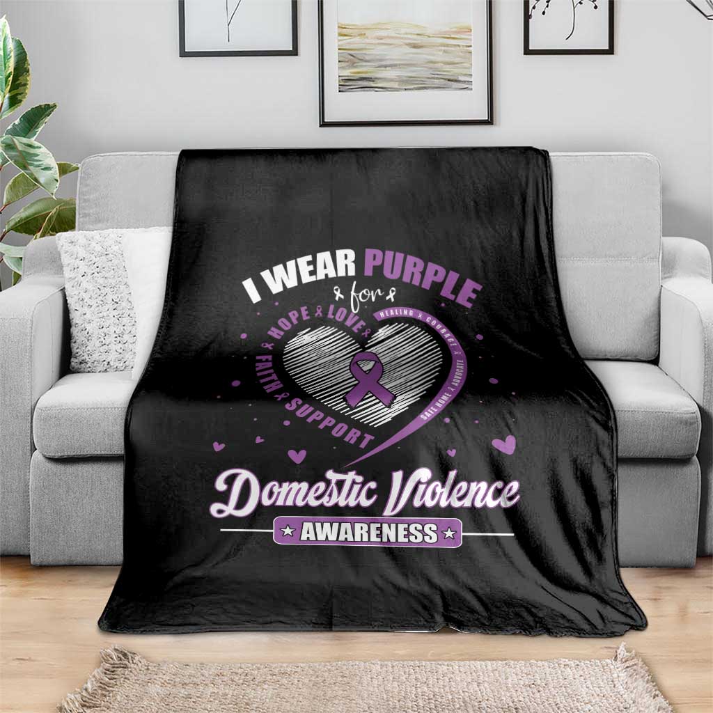 Domestic Violence Awareness Throw Blanket Purple Ribbon Support Survivor TS10 Print Your Wear