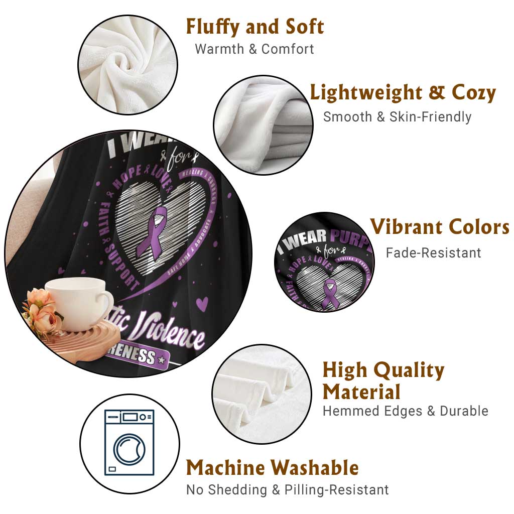 Domestic Violence Awareness Throw Blanket Purple Ribbon Support Survivor TS10 Print Your Wear