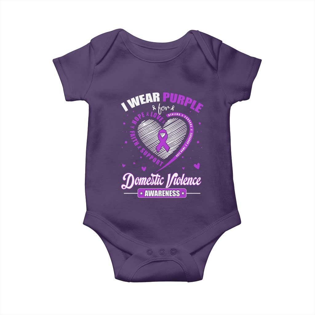 Domestic Violence Awareness Baby Onesie Purple Ribbon Support Survivor TS10 Purple Print Your Wear