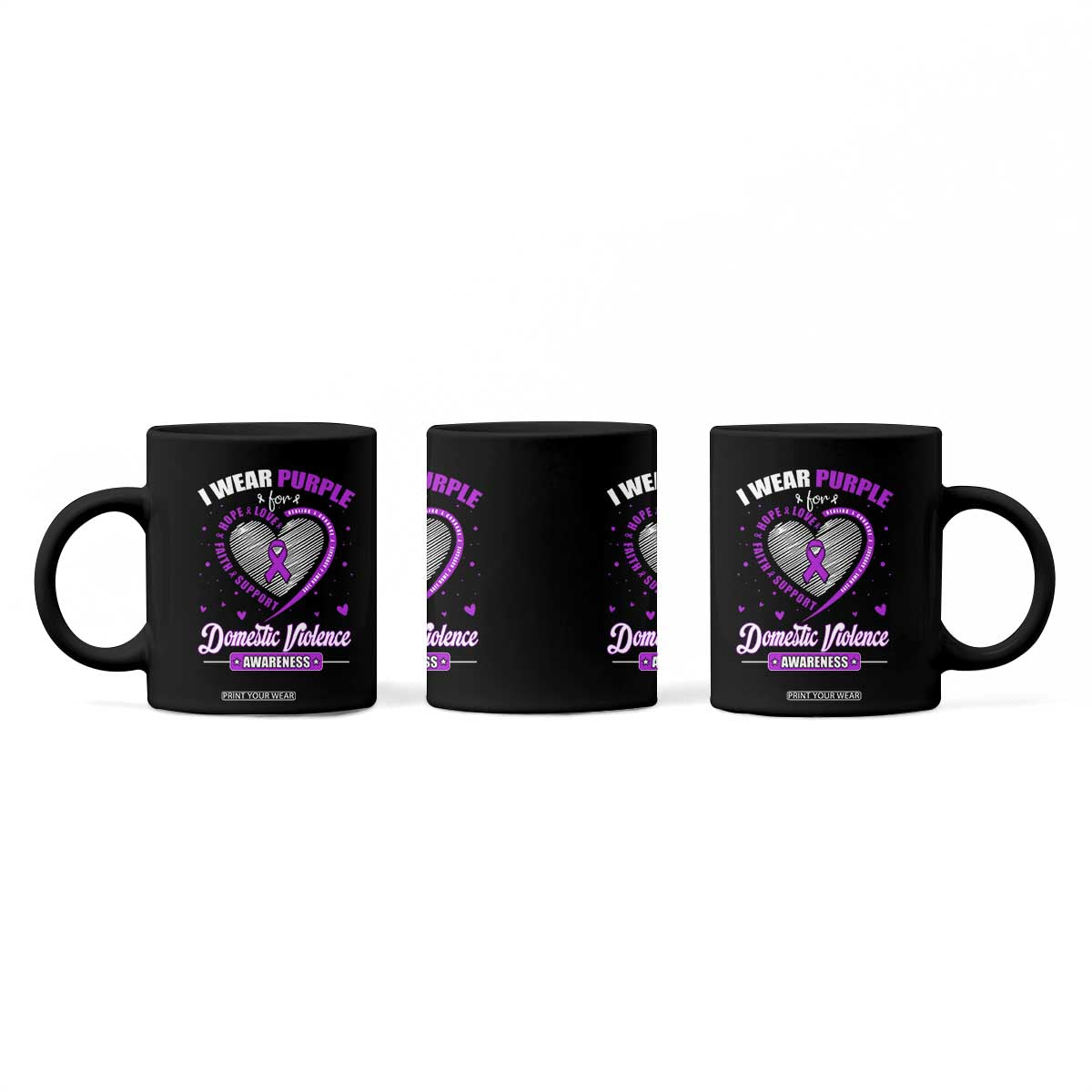Domestic Violence Awareness Coffee Mug Purple Ribbon Support Survivor TS10 Print Your Wear