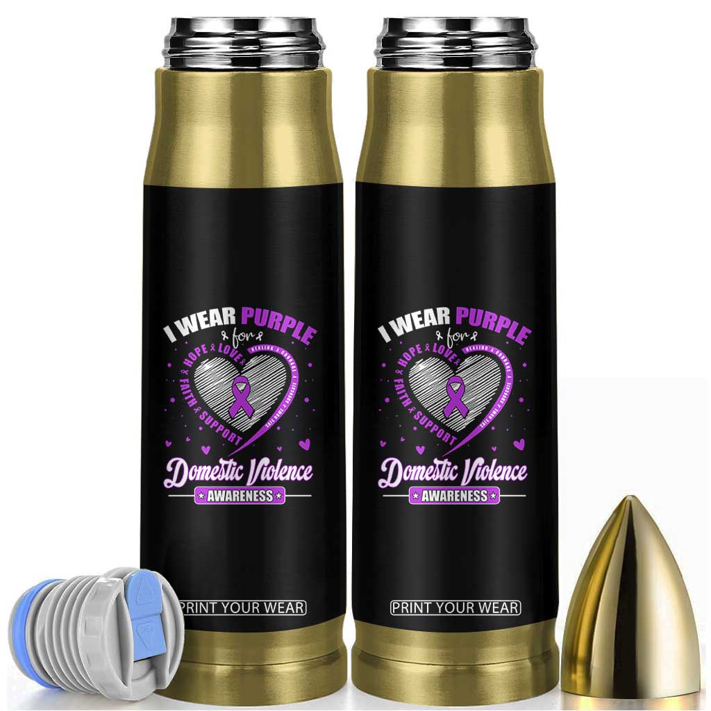 Domestic Violence Awareness Bullet Tumbler Purple Ribbon Support Survivor TS10 Black Print Your Wear