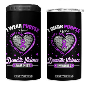 Domestic Violence Awareness 4 in 1 Can Cooler Tumbler Purple Ribbon Support Survivor TS10 One Size: 16 oz Black Print Your Wear