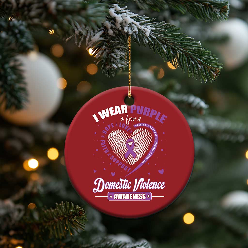 Domestic Violence Awareness Christmas Ornament Purple Ribbon Support Survivor TS10 Print Your Wear