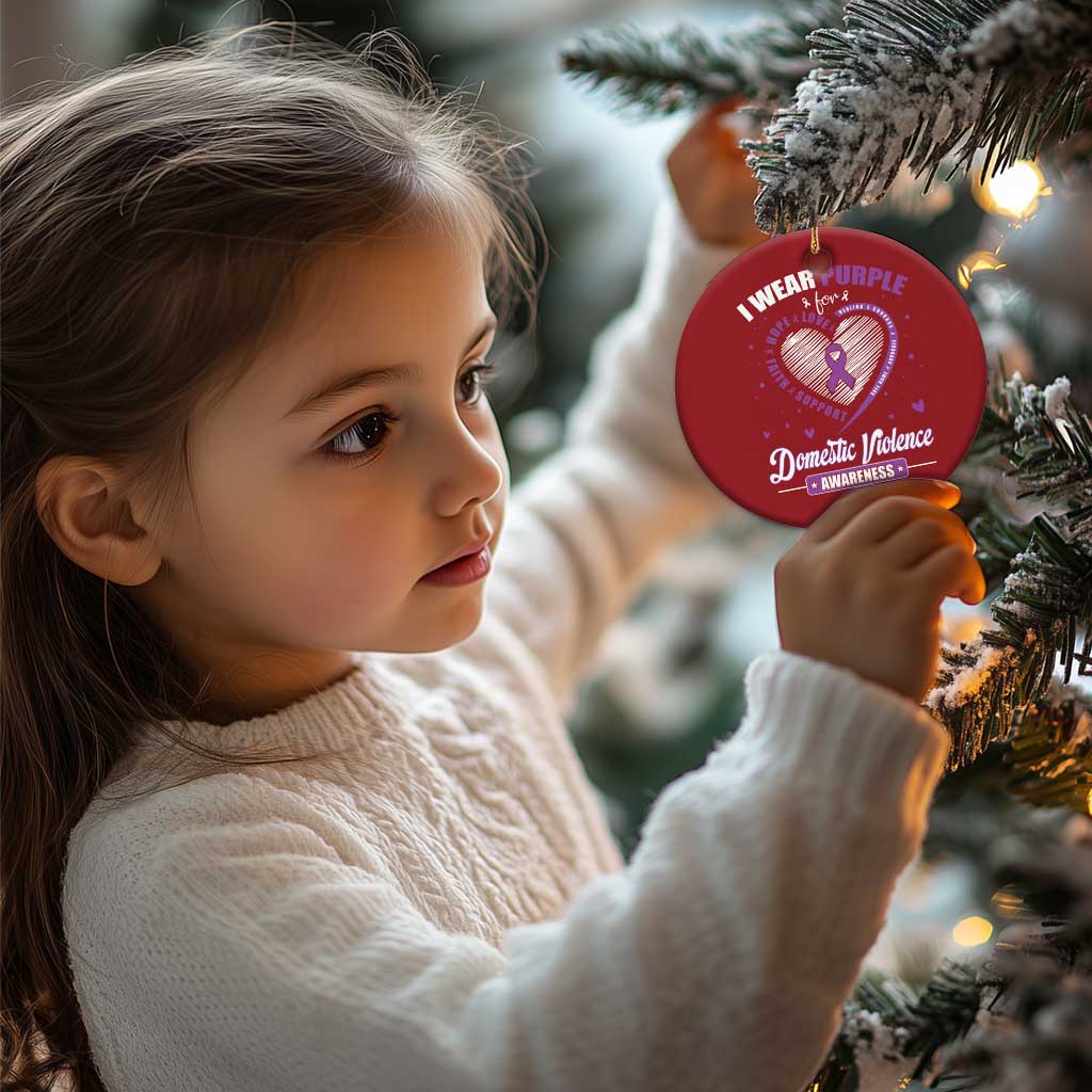 Domestic Violence Awareness Christmas Ornament Purple Ribbon Support Survivor TS10 Print Your Wear