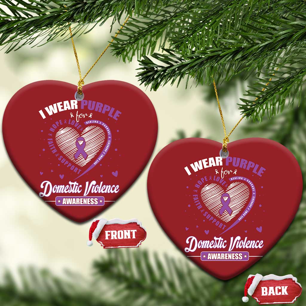 Domestic Violence Awareness Christmas Ornament Purple Ribbon Support Survivor TS10 Heart Red Print Your Wear