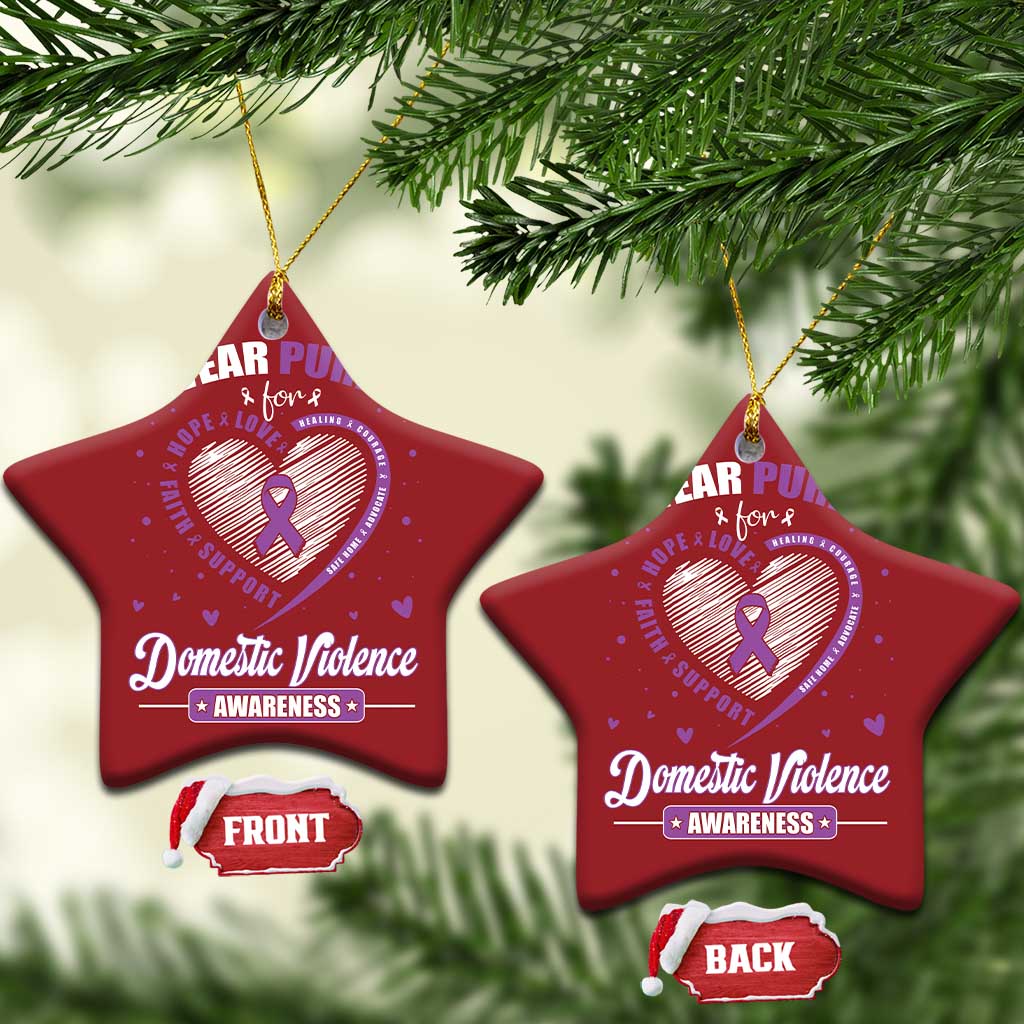 Domestic Violence Awareness Christmas Ornament Purple Ribbon Support Survivor TS10 Star Red Print Your Wear