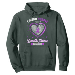 Domestic Violence Awareness Hoodie Purple Ribbon Support Survivor TS10 Dark Forest Green Print Your Wear