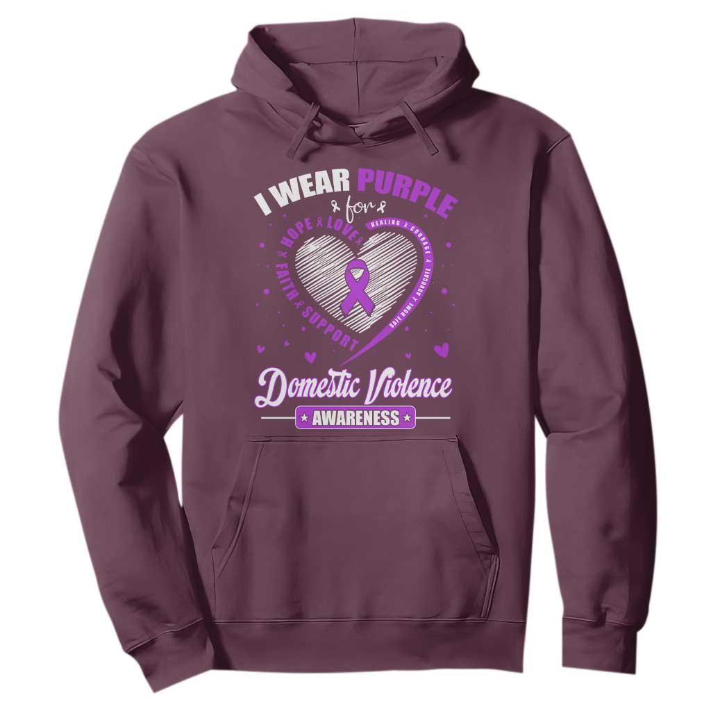 Domestic Violence Awareness Hoodie Purple Ribbon Support Survivor TS10 Maroon Print Your Wear