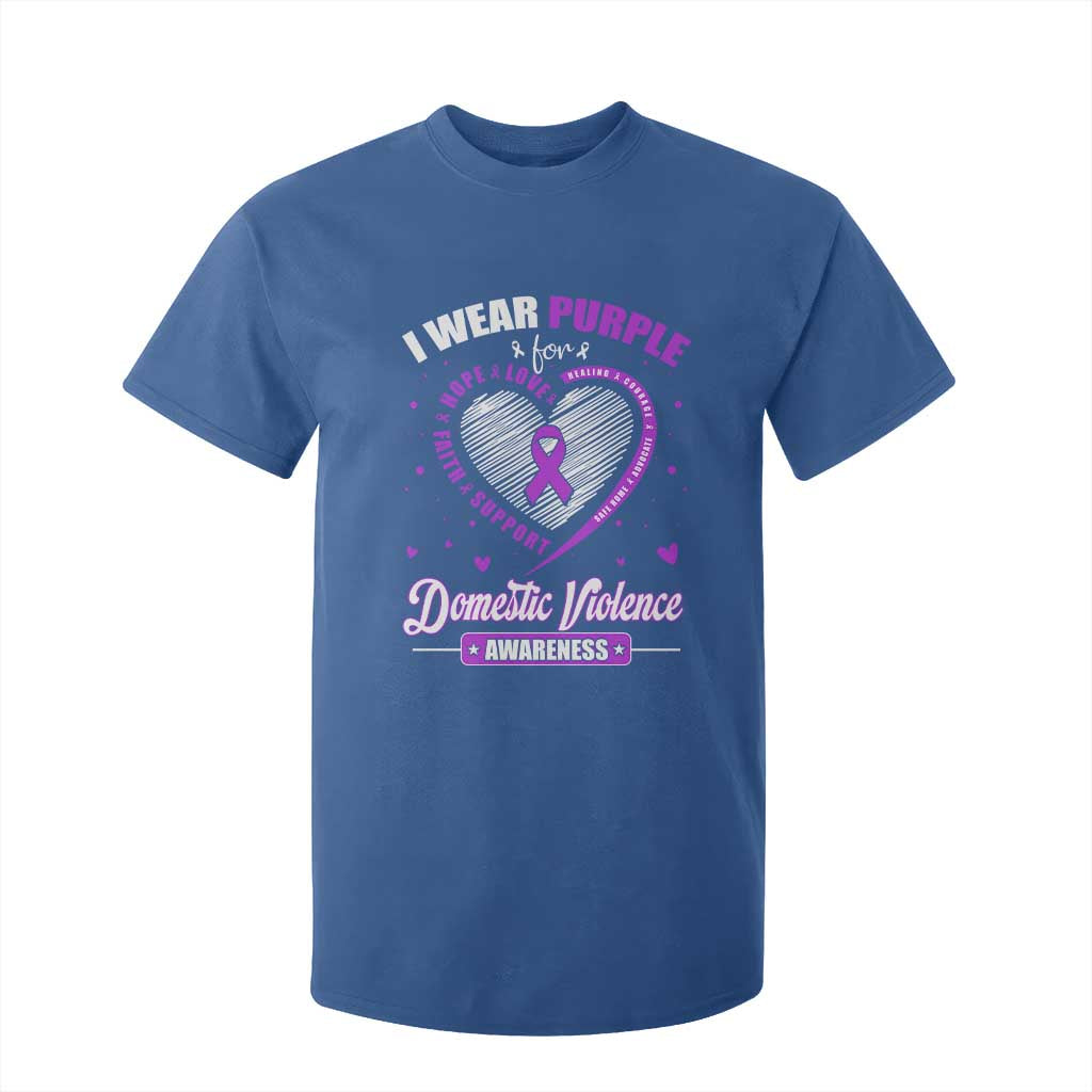 Domestic Violence Awareness T Shirt For Kid Purple Ribbon Support Survivor TS10 Royal Blue Print Your Wear