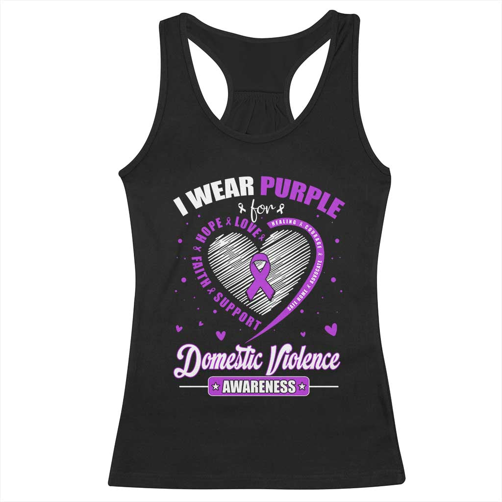 Domestic Violence Awareness Racerback Tank Top Purple Ribbon Support Survivor TS10 Black Print Your Wear