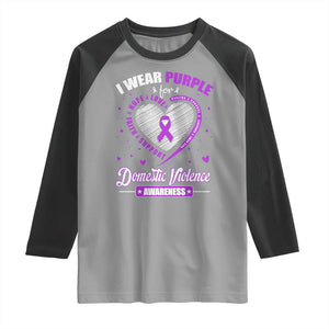 Domestic Violence Awareness Raglan Shirt Purple Ribbon Support Survivor TS10 Sport Gray Black Print Your Wear