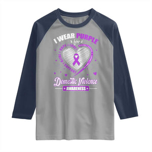 Domestic Violence Awareness Raglan Shirt Purple Ribbon Support Survivor TS10 Sport Gray Navy Print Your Wear
