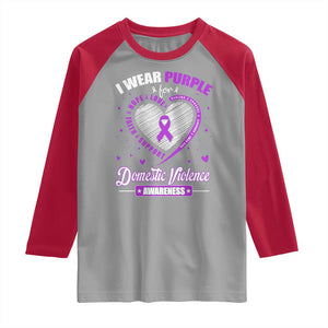 Domestic Violence Awareness Raglan Shirt Purple Ribbon Support Survivor TS10 Sport Gray Red Print Your Wear