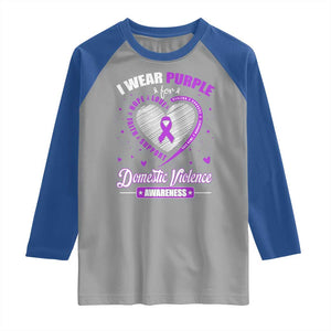 Domestic Violence Awareness Raglan Shirt Purple Ribbon Support Survivor TS10 Sport Gray Royal Print Your Wear