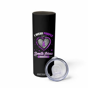 Domestic Violence Awareness Skinny Tumbler Purple Ribbon Support Survivor TS10 Print Your Wear