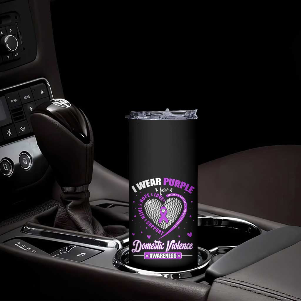 Domestic Violence Awareness Skinny Tumbler Purple Ribbon Support Survivor TS10 Print Your Wear