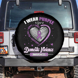 Domestic Violence Awareness Spare Tire Cover Purple Ribbon Support Survivor TS10 No hole Black Print Your Wear